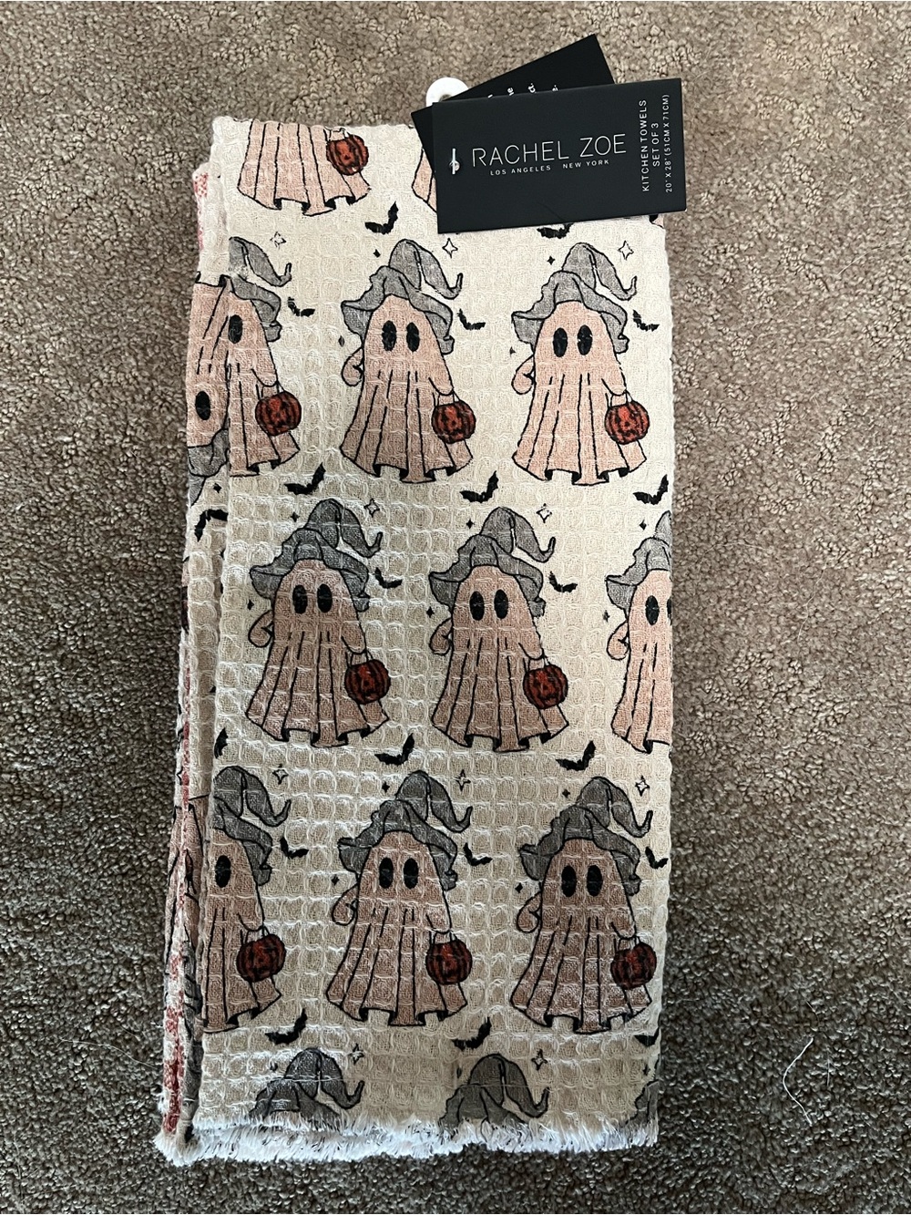 Rachel Zoe Set of 3 Ghost & Pumpkin Halloween Kitchen Towels